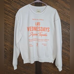 Los Wednesdays White Crew Neck Sweater Small Inside Out Details